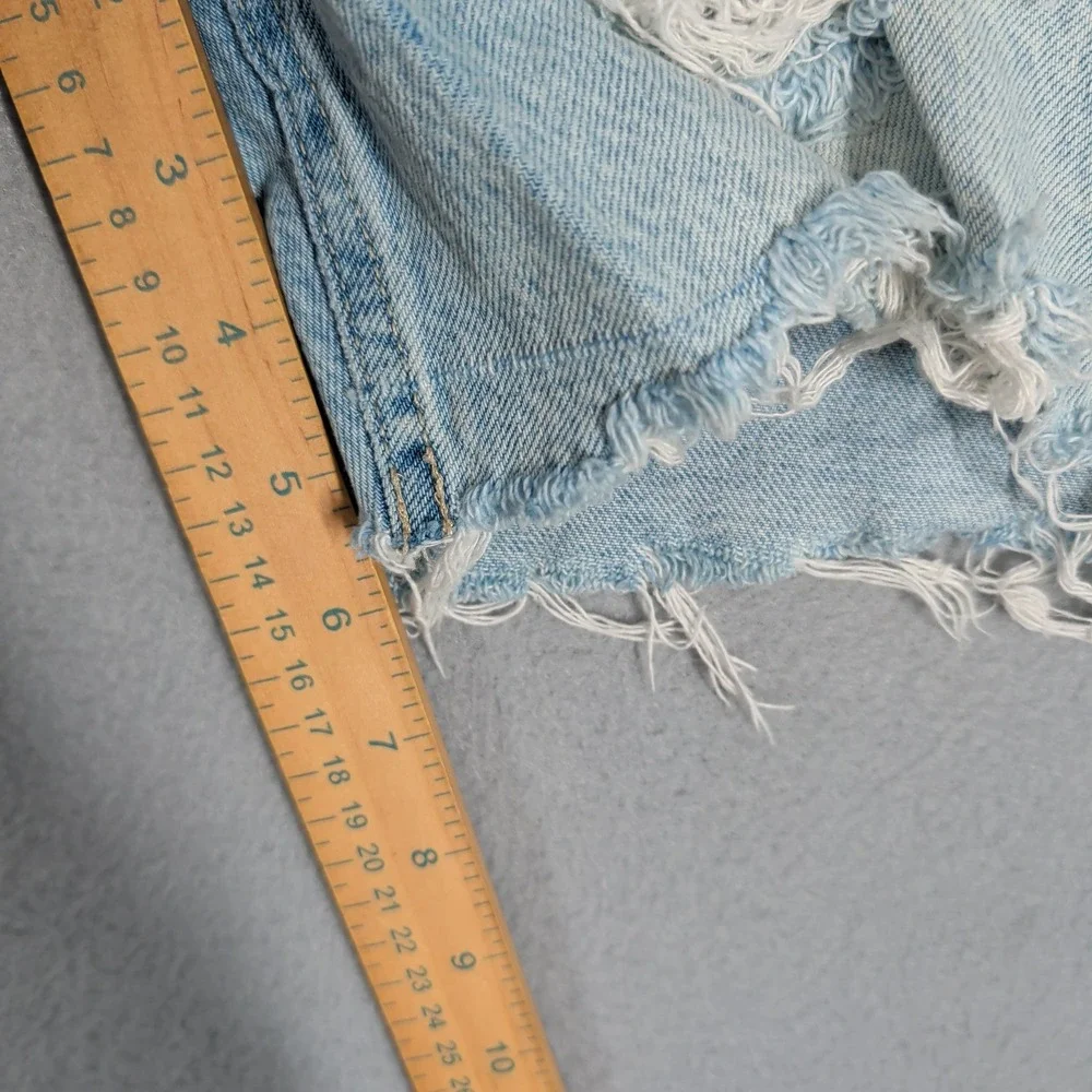 Aeropostale Shorts Baggy Short Women 0 Blue Denim Distressed Raw Hem